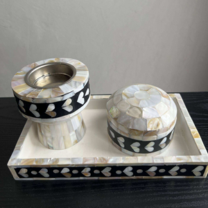 Juego de quemador de incienso Bakhoor de lujo con incrustaciones de nácar, con bandeja de almacenamiento, quemador de incienso árabe Oud, decoración para el hogar, soporte para incienso árabe - Product Image 5