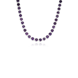 Collier tennis classique de haute qualité en améthyste naturelle taille ronde pour femme en argent sterling 925 – Cadeau idéal pour mariage et soirée - Product Image 3