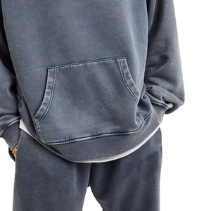 Sweat à capuche personnalisé pour homme, en molleton 100% coton, uni, délavé à l'acide, de haute qualité, style vintage délavé - Product Image 6