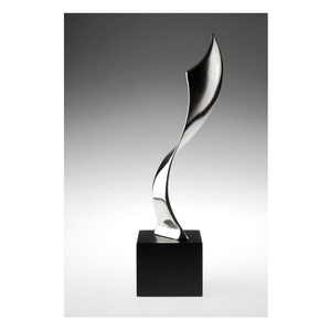 Modern Abstract Chrome Flame Sculpture Elegant Polished Silver Wave Statue for Luxury Home Decor & Office Centerpiece - Product Image 1
