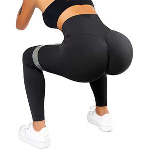 Leggings de sport taille haute unis, anti-cellulite, effet froncé fessier, sans couture, en Spandex/Nylon, extensibles dans les quatre sens - Product Image 2