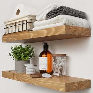 ชั้นวางของติดผนังไม้ชีแชม ขนาด 24 นิ้ว สีวอลนัท - ขายส่ง - Product Image 1