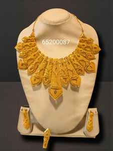 AWAIS HOUSE Women's Gold Plated Brass Diamond Necklace <b>Bracelet</b> Set Claw Setting Hip Hop Style Wedding Engagement Party - Product Image 5