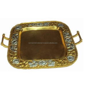 Plateau de service rectangulaire en acier inoxydable fait à la main, taille personnalisée, option logo argent/or, 40x30cm, maison, hôtel, restaurant, élégant - Product Image 6