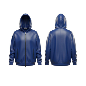 Sudadera con Capucha de Cuero Sólido para Hombre, Diseño Personalizado OEM, Invierno, Bolsillos Delanteros, 100% Cuero, Manga Larga, Casual, Ecológica - Product Image 5