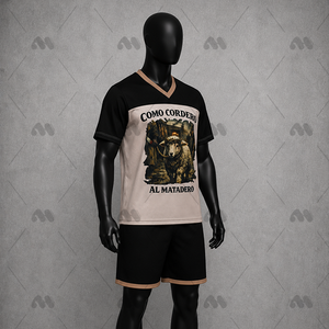 Camiseta de punto de algodón estampada con cuello en V y manga corta para ropa casual de calle - Product Image 5