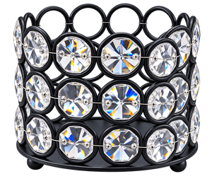 Ensemble de porte-bougies en cristal noir, lanternes votives rondes en métal pour les centres de table de mariage, la décoration de table et la décoration de la maison - Product Image 3
