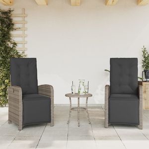 Juego de 2 Sillas Reclinables de Jardín en Ratán Sintético Gris Oscuro, Elegantes y Cómodas para Exteriores - Product Image 1