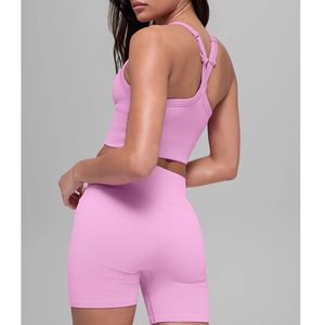 Ropa Deportiva Personalizada, Nueva Ropa de Yoga de Spandex con Cintura Alta, Chaqueta de Gimnasio para Mujer, Conjunto Deportivo sin Costuras sin Mangas - Product Image 5