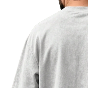 Camiseta de manga corta para hombre, oversize, 100% algodón, con lavado ácido, cuello redondo, estilo hip hop, casual, streetwear, con detalle de costura de paneles, venta al por mayor - Product Image 6