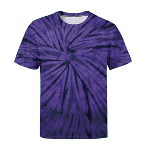 Wholesale New Trends Men's Casual Tie <b>Dye</b> O Neck Short Sleeve Multi Color Rainbow Breathable Eco-Friendly Regular Fit Shirt - Product Image 2