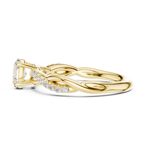 Anillos de Boda Clásicos Aries Jewel, Oro Amarillo de 14K, Diamante Cultivado en Laboratorio IGI de Corte Ovalado EF VVS de 0.50CT, Anillos de Compromiso con Tallo Trenzado - Product Image 3