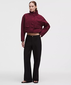 Veste utilitaire à capuche pour femme, couleur bordeaux, manches longues, coupe-vent, en polyester tissé, pour l'automne - Product Image 5