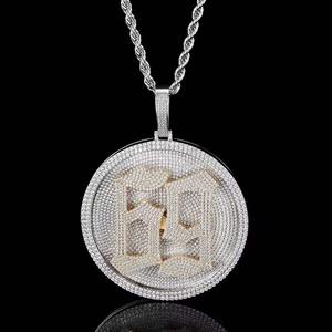 Nouveaux Pendentifs Hip Hop Personnalisés Plaqué Or Argent 925 Sertis de Pierres Chiffres ou Lettres Grandes Plaques - Product Image 4