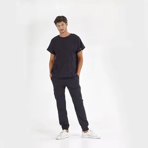 Conjunto de Uniforme Médico de Lona de Algodón para Clínica de Cardiología con Logotipo Personalizado, Transpirable, Suave, Cuello en V, Pantalones Ajustados, Venta al por Mayor - Product Image 3