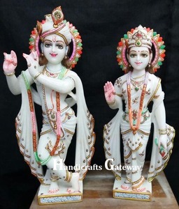 Mortier religieux Radha Krishna en pierre de Makrana - Product Image 2