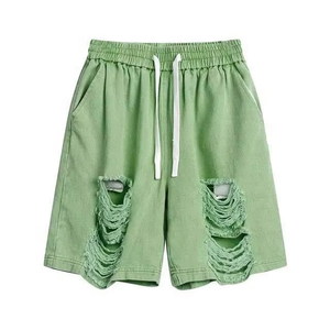 ผู้ผลิตเสื้อผ้าสตรีทแวร์ กางเกงขาสั้นผ้าฝ้ายวินเทจแบบทำสีซีดสำหรับผู้ชาย - Product Image 5