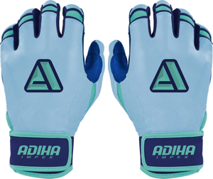 ถุงมือตีเบสบอล Adiha Impex สีฟ้าอ่อน หนังแท้ บุฟองน้ำ ปิดด้วยแถบตีนตุ๊กแก สำหรับผู้ใหญ่ ทั้งชายและหญิง - Product Image 1