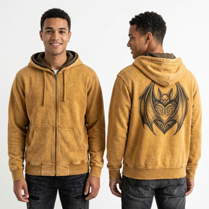 Sudadera con capucha gris mineral personalizada para hombre, con estampado gráfico de corazón y llama en la espalda, estilo streetwear, forro polar grueso, proveedor de sudaderas con capucha. - Product Image 3