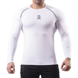 Haut de sport unisexe personnalisé anti-UV, en Spandex/Polyester, à manches longues, séchage rapide, respirant, avec logo frontal - Product Image 6