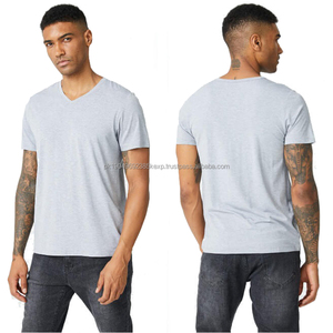 T-shirt en bambou à col en V personnalisé pour homme Vente en gros Fabricants de vêtements pour hommes T-shirt de haute qualité T-shirt en bambou et élasthanne pour hommes - Product Image 4