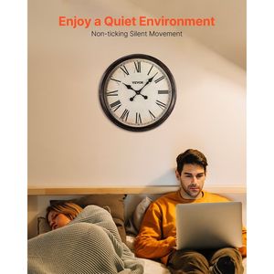 นาฬิกาแขวนผนังแบบใช้แบตเตอรี่ ขนาด 20 นิ้ว ตัวเลขโรมัน เงียบสงบ คลาสสิก ตกแต่งห้องนั่งเล่น พร้อมคุณสมบัติไม่ส่งเสียงติ๊ก - Product Image 4