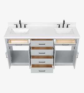 Meuble-lavabo de salle de bain personnalisé Timothy 66 pouces, double vasque, 9 options de finition, directement de l'usine au Vietnam - Product Image 5