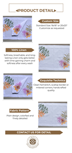 Mantel individual de lino fino con bordado de helecho tropical y hibisco, que aporta un encanto botánico vibrante y elegancia a una mesa refinada. - Product Image 3