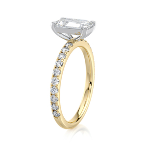 แหวนหมั้นเพชรทรงเหลี่ยมมรกต 14K ทองคำแท้ ประดับเพชรเพาะเลี้ยงแบบ Pavé เครื่องประดับงานแต่งงานคุณภาพสูง ผู้ผลิตและจำหน่ายขายส่ง - Product Image 4