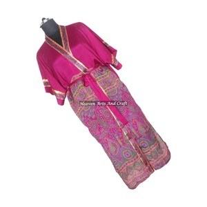KL004 Kimono Vintage Boho Gypsy de Manga Larga, Mezcla de Poliéster y Seda Reciclada, Camisón para Mujer, Ropa de Dormir para Otoño e Invierno - Product Image 5