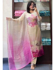 ชุดแต่งงานปักลวดลายดูสง่างามเสื้อผ้าออแกนซ่าซาลวาร์ Kameez แบบผ้าโปร่งบางน้ำหนักเบาสำหรับผู้หญิง-ปรับแต่งได้สำหรับฤดูกาลแต่งงาน - Product Image 5