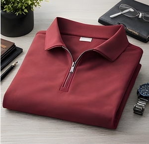 เสื้อโปโลพรีเมียม 220 GSM ผ้าปิเก้ คอซิปครึ่งตัว สำหรับผู้ชาย สไตล์สตรีทแวร์ ผ้าฝ้ายเนื้อทราย คอซิป ผลิตจำนวนมาก คุณภาพส่งออก - Product Image 3