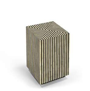Mesa auxiliar rectangular con patrón de rayas verticales en blanco y negro, disponible a precios de mayorista. - Product Image 1