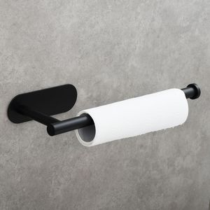 <b>Black</b> YJ Stainless Steel Towel <b>Holder</b> and Adhesive <b>Toilet</b> Paper Rack for 2 <b>Roll</b> Lengthened Design - Product Image 2