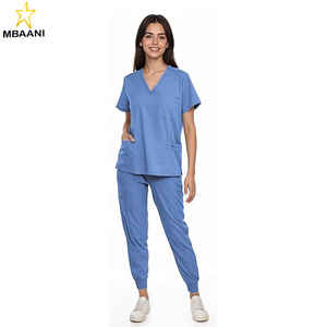 <b>Scrubs</b> for Women <b>Set</b>, V-Neck <b>Scrub</b> Top & Jogger Pants Medical Uniform with 9 Pockets, Yoga Waistband - Product Image 3