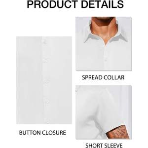 Mens Dress <b>Shirt</b> High Quality Custom Embroidered <b>Half</b> Sleeve Business Formal Slim Fit Breathable Cotton Anti-UV Turn-down Collar - Product Image 5