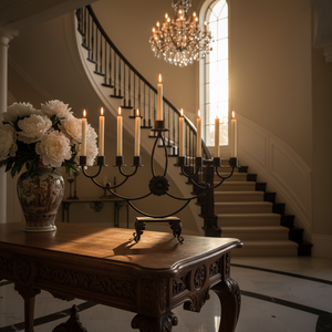 Hand Forged Wrought Iron Candelabra Candle Holder Vintage Style Home Decor Elegance Classic Metal Crafts From KHP Vietnam - Product Image 2