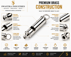 Super Force Standard Brass Iron Heavy Gauge Sport Scouting Outdoor Whistle <b>Engraving</b> Nickel Chrome Silver Polish Gold 38-110 - Product Image 4