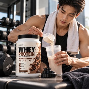 Poudre de protéines de lactosérum personnalisée en marque privée OEM ODM, 24 g de protéines, 5,5 g de BCAA, nutrition sportive au chocolat - Product Image 4