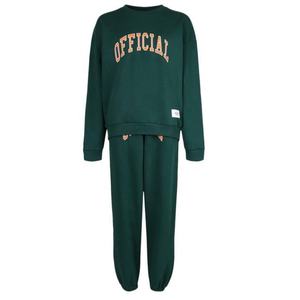 Femmes Sports actifs athlétique pull survêtement imprimé col rond vêtements de sport deux pièces survêtements ensemble en gros pour l'hiver - Product Image 1