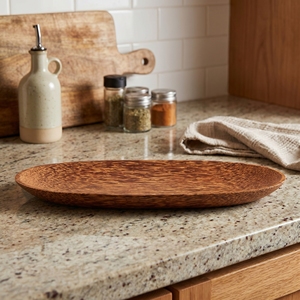 Plato ovalado de madera de suar de calidad alimentaria con acabado marrón claro para servir aperitivos y decorar la mesa de comedor en casa, artesanía de calidad exquisita. - Product Image 3