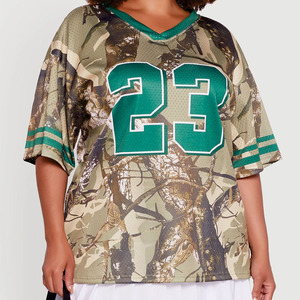 Maillot de football tendance pour femme, personnalisé, surdimensionné, en maille camouflage, col en V, sublimation, OEM, marque privée, fournisseur de vêtements streetwear - Product Image 5