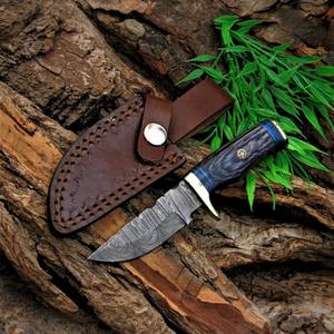 Cuchillo de Caza de Acero de Damasco Hecho a Mano de Grado OEM DIY con Funda de Cuero, Personalizable, para Supervivencia al Aire Libre y Camping, Cuchillo de Hoja Fija - Product Image 1