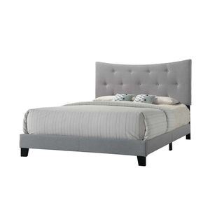 Letto Queen Size Venacha in Tessuto Grigio, Elegante Letto Imbottito per Comfort e Stile - Product Image 1