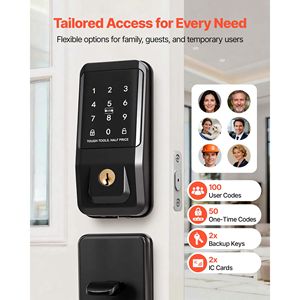 Set Maniglia Serratura Porta con Ingresso Senza Chiave, Touchpad Elettronico, Serratura a Cilindro IC, Codici Utente Personalizzabili, Ingresso con Chiave, Scheda di Memoria - Product Image 2