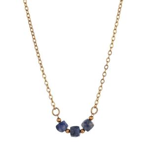 Handmade Sodalite Raw Gemstone Necklace Minimalist Birthstone Jewelry with Adjustable Gold-Plated Chain - Product Image 1