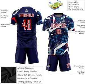Ensemble de maillot et short de football personnalisé pour homme, sublimé, à manches courtes, respirant, coupe athlétique, toutes saisons, uniforme d'équipe - Product Image 2
