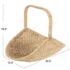 Cesta de flores de junco tejida con asa desmontable, cesta de almacenamiento hecha a mano, venta al por mayor, ecológica, hecha en Vietnam - Product Image 2