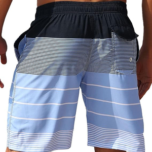 Shorts de plage mi-longs pour hommes avec logo personnalisé, 100 % coton, en toile personnalisée, pour le surf et la natation, style urbain, taille élastique - Product Image 6