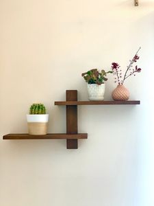 Solid Wooden Floating Wall <b>Shelves</b> Wall Mounted Storage Organizer For Living Room Bedroom Office Decoration - Product Image 2